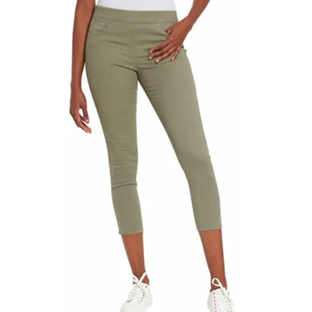 NWT Gloria Vanderbilt Women's Pull-On Crop Pant Jeans Green Size 8 $80 I036